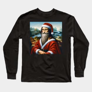 Santa Lisa: A Jolly Renaissance Long Sleeve T-Shirt